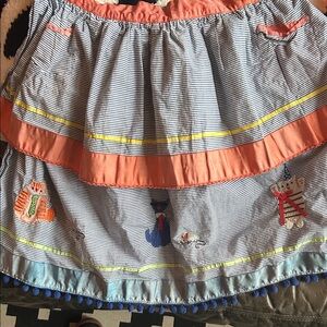 Striped Apron with Cat Embroidery 🐱